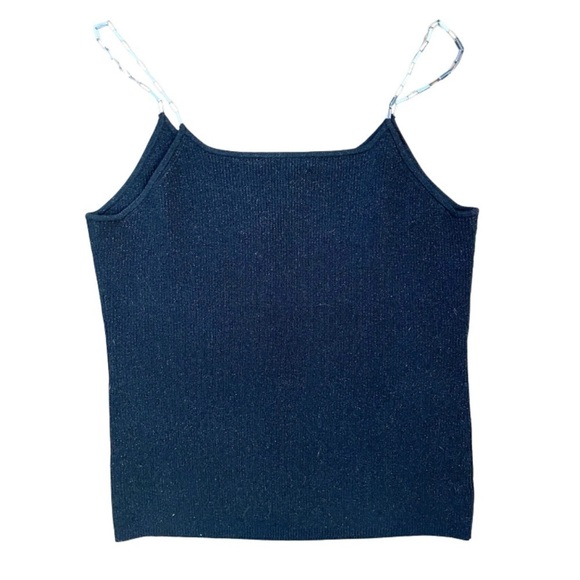 Michelle Antonelli Sparkling Black Tank with Metal “Paper Clip Chain” Straps - Picture 3 of 4